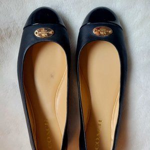 Coach Black Bonnie Flats Patent Leather Toe Cap Sz 8.5